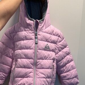 Girls' Pink Quilted Hooded Puffer Jacket